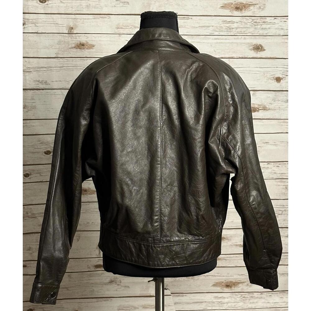 Vintage COMINT brown oversized leather bomber jacket Size Small - Picture 5 of 6